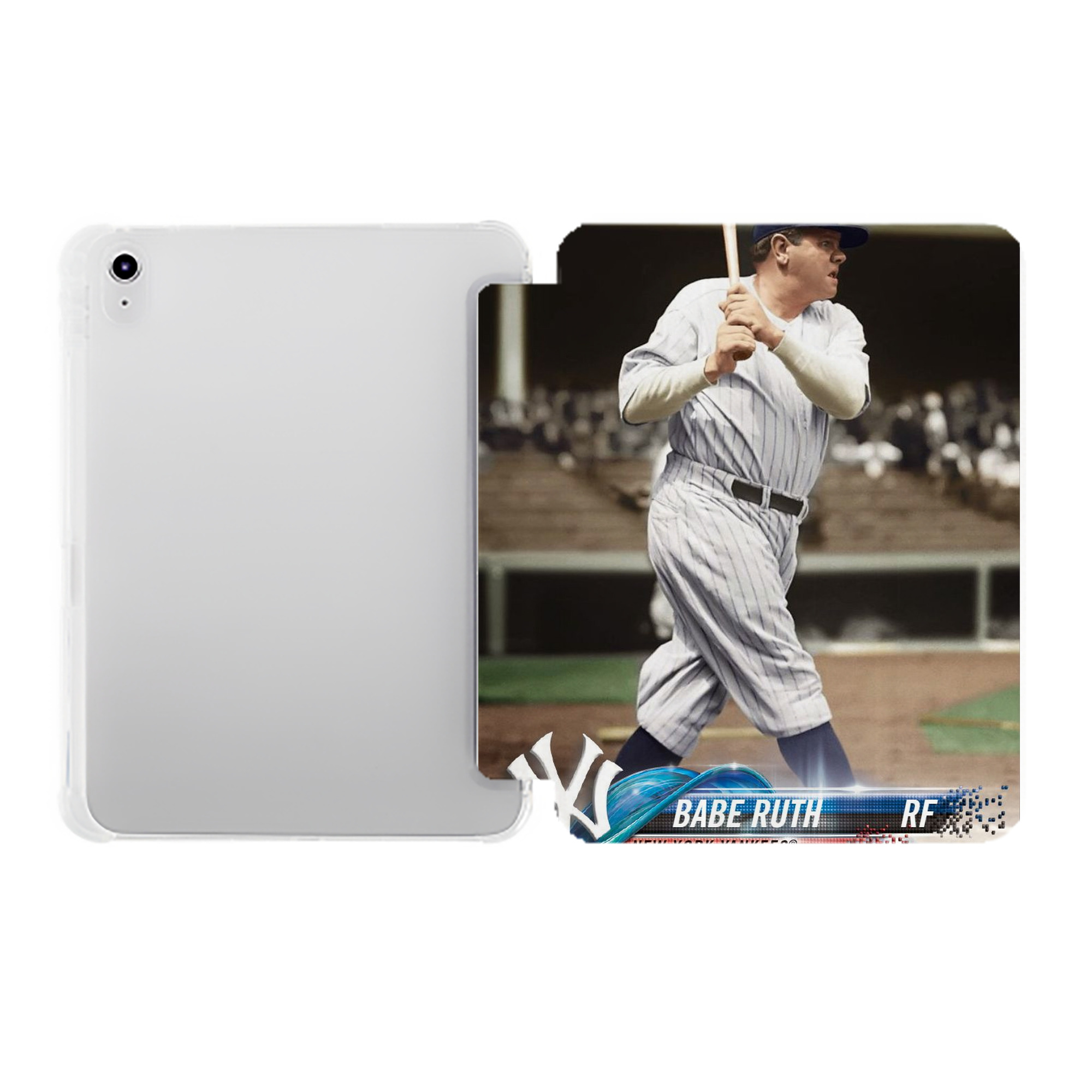 Babe Ruth 16 Premium Tri-Fold PU Leather & Silicone IPad Case With Pencil Slot – Fits 9.5,10.5,10.9 – Adjustable Stand, Slim, Protective